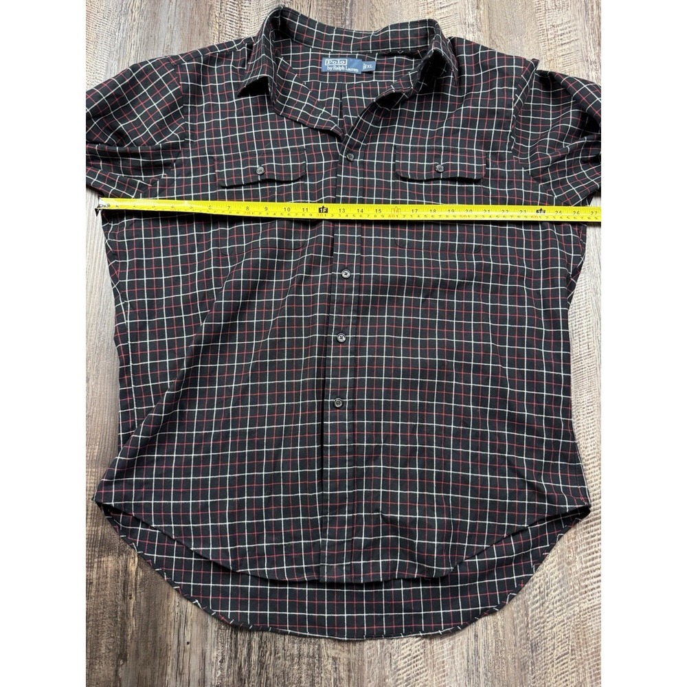 Polo Ralph Lauren Shirt Mens XL Black Red Plaid Button Up Flannel Flap Pockets - Picture 4 of 9